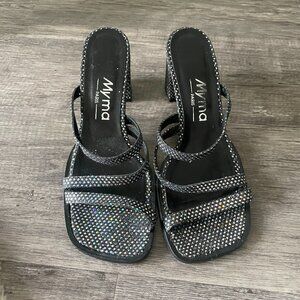 Vintage sparkly low (3 inch) heeled sandals